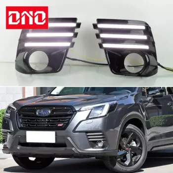 Автомобильные дневные ходовые огни, дневные ходовые огни для Subaru Forester 2022 2023 2024, желтые указатели поворота, дневные ходовые огни, автомобильные лампы дальнего света