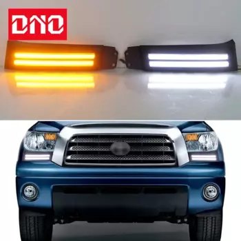 Автомобильные дневные ходовые огни, дневные ходовые огни для Toyota Tundra 2007-2013, желтый сигнал поворота, дневные ходовые огни, автомобильное украшение, дневные ходовые огни
