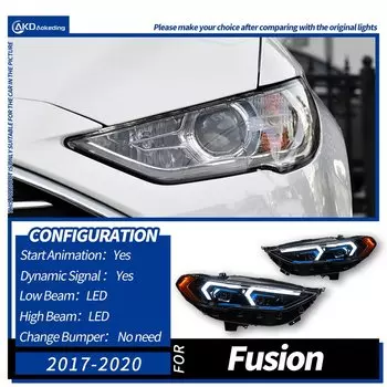 Автомобильные фары для Ford Mondeo, светодиодные фары 2017-2020, фары Drl, линзы проектора, автомобильные аксессуары