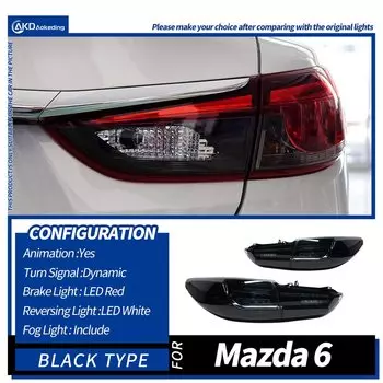 Автомобильные фары для Mazda 6 Atenza светодиодный Tail 2014-2019 Mazda6 задний стоп-сигнал тормозной сигнал DRL задние автомобильные аксессуары