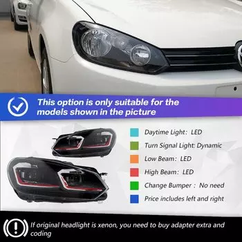 Автомобильные фары для VW Golf 6 Golf 6 MK6 Фара 2009-2012 R20 GTI Фара Drl Объектив проектора Автомобильные аксессуары
