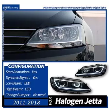 Автомобильные фары для VW Jetta MK6, фара 2011-2018, линза проектора Drl, автомобильные аксессуары