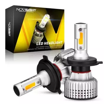 Автомобильные фары NOVSIGHT H4 светодиодный H1 H3 H7 H11 H8 H9 H13 9005 9006 9007 Противотуманные фары 3000K Желтые 10000LM 72 Вт авто фары