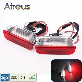 Автомобильные фонари Atreus, лампа с подсветкой для двери, 2 шт., 12 В, белый и красный цвета, для VW Golf, GTi, Polo, Jetta, EOS, Tiguan, CC, Scirocco, Touareg
