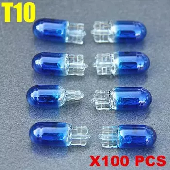 Автомобильные галогенные лампы W5W T10 501 194 12v 5W, ксеноновые лампы, сигнальные боковые габаритные огни для салона автомобиля, стеклянные автомобильные лампы синего цвета, 100 шт.