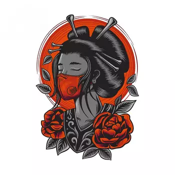 Автомобильные наклейки FUYOOHI Geisha Samurai, наклейки на ноутбук, доску для серфинга, устойчивые к царапинам, аниме, окна, аниме, аксессуары для ноутбука, автомобильные аксессуары