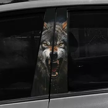 Автомобильные наклейки с головой волка, авто колонна B, водостойкий декор в виде животных, царапины, двери автомобиля, столб, виниловые наклейки