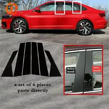Автомобильные оконные стойки, дверные штифты, магнитное глянцевое пианино черного цвета для VW Jetta 2019 2020, внешние аксессуары,