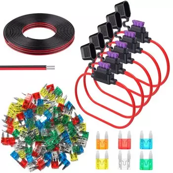 Автомобильный набор предохранителей ATC/ATO 60 шт., 5A-30A, 1 м провод