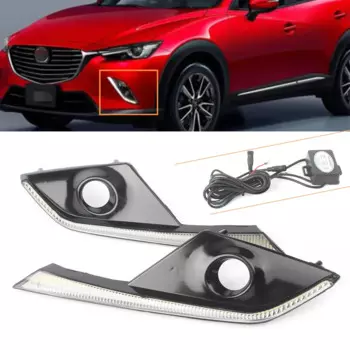 Автомобильные светодиодные DRL дневные ходовые огни, накладки противотуманных фар для Mazda CX-3 CX3 2016 2017 2018 2019 2020, запасной аксессуар для вторичного рынка