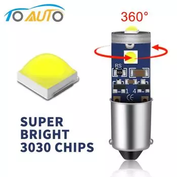 Автомобильные светодиодные лампы BA9S T4W H6W, 1 шт., 3SMD 3030 чипов, подсветка салона, Canbus, без ошибок, светодиодный фонарь для парковки, 12 В, белый, 6000K