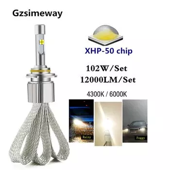 Автомобильные светодиодные лампы, лампы для фар H1, 4300K, 12000LM H11 H8 XHP50 led H7 55W головные фары 9005 9006 Hb3 D2S 9004 H13 H4 d1s d3s, противотумансветильник ры