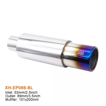 Автомобильный 2,5-дюймовый глушитель, хвостовая труба, гоночные спортивные глушители, турбозвуковое усиление, впускное отверстие из нержавеющей стали 63 мм