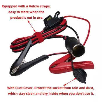 Автомобильный аварийный источник питания JKM 12/24 В, кабель для пуска, гнездо прикуривателя, до провода зажима крокодила 85 мм с предохранителем с лезвием 20 А