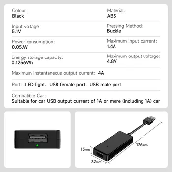 Автомобильный блок питания CarlinKit, кабель питания для Android 13, CarPlay Ai Box, решение автомобильный достаточный источник питания