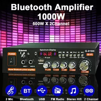 Автомобильный Bluetooth-усилитель G919H, 1000 Вт, Hi-Fi-аудио стерео-усилитель, сабвуфер, музыкальный плеер, усилитель для автомобиля и дома