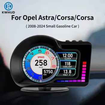 Автомобильный бортовой компьютер KWHUD HUD OBD2, GPS спидометр, об/мин, измеритель температуры для Opel Astra/Corsa 2008-2024 бензиновый