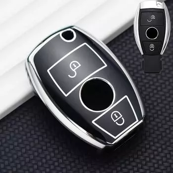 Автомобильный чехол для ключа с двумя кнопками, чехол-брелок из ТПУ для Mercedes Benz A B R G Class GLK GLA Cla A180 A200 A260 A AMG W204 W251 W463 W176