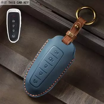 Автомобильный чехол для ключей с дистанционным управлением, держатель для брелока Ford Focus C-Max Explorer Escape Kuga Taurus C Max, брелок для ключей, кожаный брелок