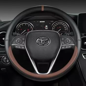 Автомобильный чехол на руль 38 см, кожаный для Toyota Corolla Avensis Yaris Rav4 Hilux Auris 2015 Camry CH-R 2021, автоаксессуары