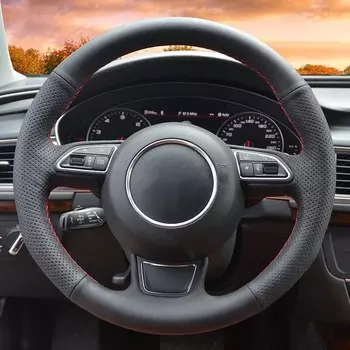 Автомобильный чехол на руль, черная кожаная оплетка для Audi A1 8X A3 8V Sportback A4 B8 Avant A5 8T A6 C7 A7 G8 A8 D4 Q3 8U Q5 8R