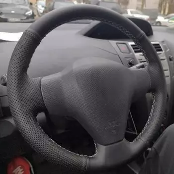 Автомобильный чехол на руль, противоскользящая оплетка из искусственной кожи для Toyota RAV4 Vios Yaris 2006-2012, автомобильные аксессуары