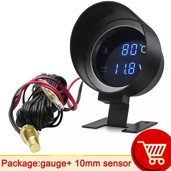 Автомобильный цифровой светодиодный измеритель температуры воды-10-110 градусов Цельсия с датчиком температуры воды соединительной трубы 10 мм адаптер 1/8NPT вольтметр 2 в 1