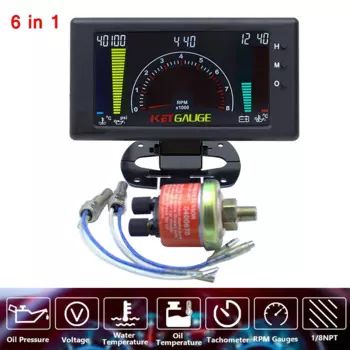 Изготовленный на заказ 6 в 1, ЖК-дисплей, автомобильный цифровой датчик давления масла, напряжение, температура воды, температура масла, тахометр, датчик об/мин 8-18 В для грузовика