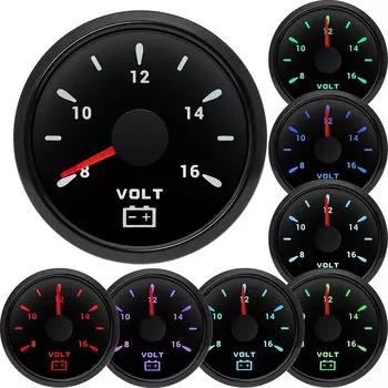 Автомобильный датчик 2 "52 мм Вольтметр для морской лодки и автомобиля 8-16 В Вольт с 7-цветной подсветкой Водонепроницаемый индикатор вольтметра на заказ
