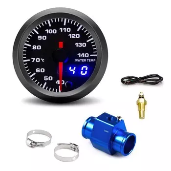 Автомобильный датчик температуры воды 52 мм 40 ~ 140 7-цветная подсветка с датчиком температуры воды, адаптер датчика температуры воды, труба, 1/8 NPT