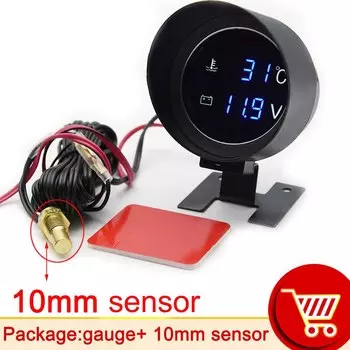 Автомобильный датчик температуры воды + датчик температуры воды 10 мм с адаптером для соединения радиатора, вольтметр, измеритель температуры 2 в 1, индивидуальный заказ