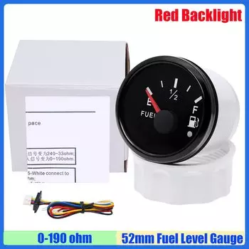 Автомобильный датчик уровня топлива 52 мм с сигнализацией 0-190/240-33 Ом, индикатор счетчика масляного бака, красный свет для лодки, яхка, морской пехоты, 12 В, 24 В, на заказ