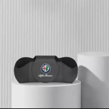 Автомобильный держатель для солнцезащитных очков из искусственной кожи, чехол для солнцезащитных очков с зажимом для хранения Alfa Romeo Giulia Stelvio Giulietta 156 159 147 Brera Dis