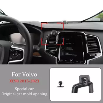 Автомобильный держатель телефона для Volvo XC90 2015-2023, беспроводное зарядное устройство с автоматическим зажимом 360° ° Вращающийся навигационный кронштейн