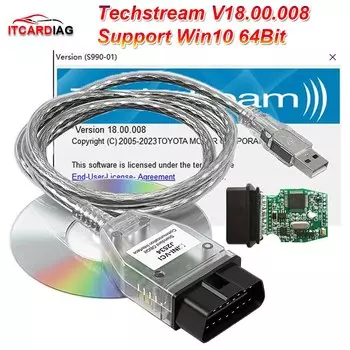 Автомобильный диагностический кабель Techstream V18.00.008 MINI VCI для TOYOTA TIS Mini vci FTDI FT232RL Chip J2534 OBD2, до 2023 года