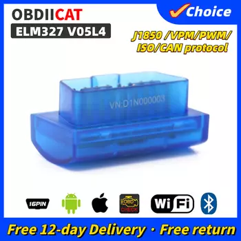 Автомобильный диагностический сканер ELM 327 V05L4 OBD2, Автомобильные диагностические инструменты Elm327 OBDII, считыватель кодов автомобиля BT для IOS/Android
