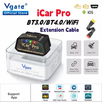 Автомобильный диагностический сканер Vgate iCar Pro elm327 V2.3 OBD 2 OBD2, WIFI Bluetooth 4,0 для IOS, инструмент, Удлинительный кабель OBD PK 327V1 5