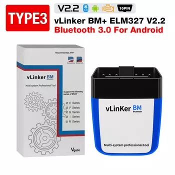 Автомобильный диагностический сканер Vgate vLinker BM + ELM327 V2.2 OBD2, Bluetooth 4,0/3,0/WiFi