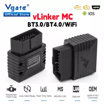 Автомобильный диагностический сканер Vgate vLinker MC + ELM 327 V2.2 OBDII Bluetooth 4,0 OBD2 wifi ELM327 OBD 2 ODB2