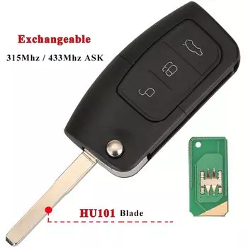 Автомобильный Дистанционный ключ jingyuqin 315/433 МГц 4D63 4D60 для Ford Fusion Focus Mondeo Fiesta Galaxy HU101 FO21, автомобильные откидные ключи