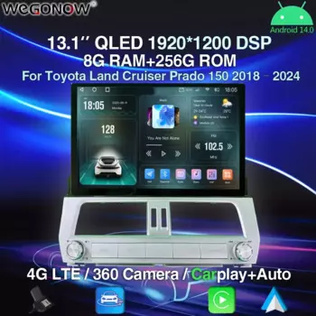 Автомобильный DVD-плеер, 360 дюйма, 8 + 13,1 ГБ, GPS, Wi-Fi, BT 14,0
