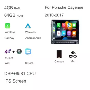 Автомобильный DVD-плеер Carplay DSP Android 12,0, 8 ядер, 8 ГБ + 128 ГБ, радио, GPS, Wi-Fi, мультимедиа для PORSCHE Cayenne 955 957 958 2011-2017 2 din