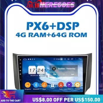 Автомобильный DVD-плеер PX6 DSP IPS Android 10,0 4G 64 Гб GPS карта RDS автомобильное радио Wifi Bluetooth 5,0 для Nissan Sylphy 2012 2013 2014 2015