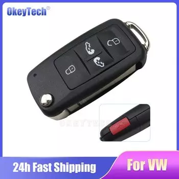 Автомобильный флип-ключ OkeyTech, флип-чехол для Volkswagen Sharan Multivan T5 Caravelle MPV, 5 кнопок