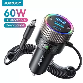 Автомобильный FM-передатчик JOYROOM, 60 Вт, Bluetooth 5,4, PD QC 3,0
