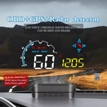 Автомобильный HUD-дисплей OBD2 + GPS, цифровой GPS-спидометр, бортовой компьютер, сигнализация превышения скорости, аксессуары, ускорение 100 км