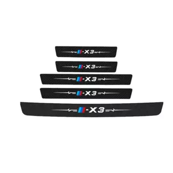 Автомобильный интерьер для BMW X3 эмблема E83 F25 углеродное волокно Автомобильная Передняя фотоблестящая полоса детская Защитная пленка для бампера порога двери