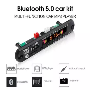Автомобильный MP3-плеер WMA, Bluetooth-декодер 5,0, 6-24 В, аудиомодуль USB TF AUX FM-радио, аудиоплеер для автомобилей 12-24 В