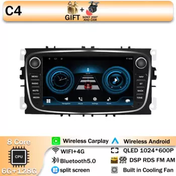 Автомобильный мультимедийный дисплей 2DIN для Ford Focus Mondeo S-Max C-Max Galaxy Kuga 2008-2011