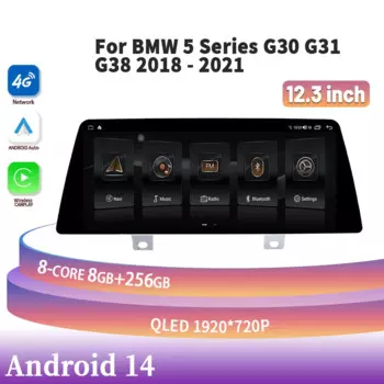 Автомобильный мультимедийный навигатор Android 14 для BMW 5 серии G30 G31 G38 2018-2021 головное устройство WIFI беспроводной стереоэкран Carplay